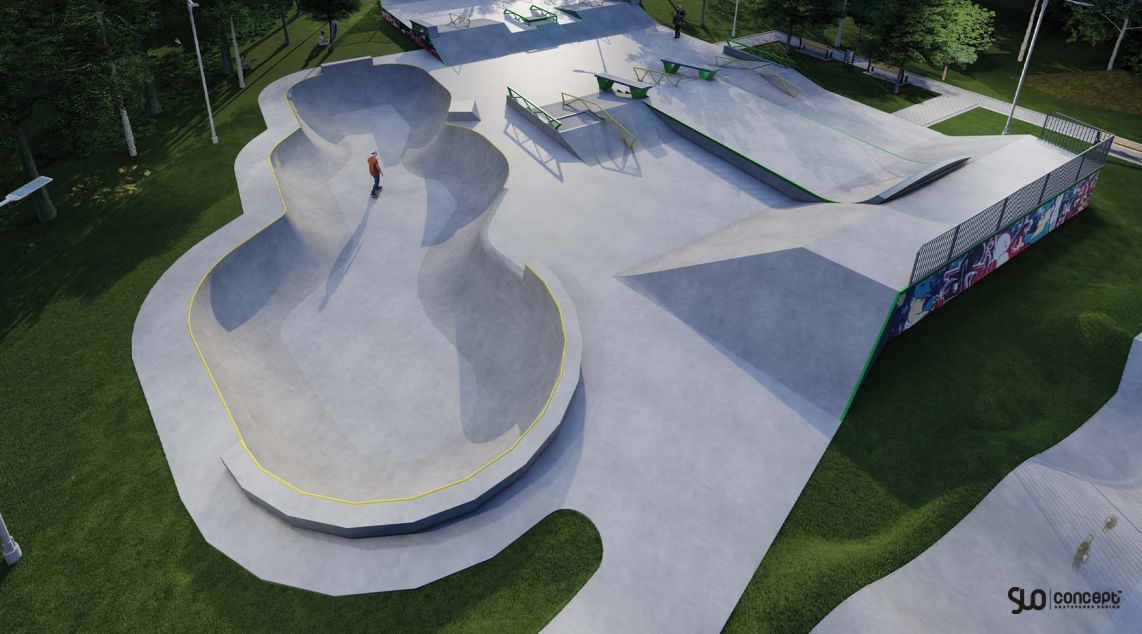 Visualisering av Slo Concept skatepark