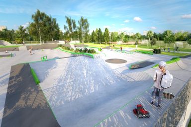 Projekt eines Skateparks aus Beton - Jaworzno (Podłęże Park)